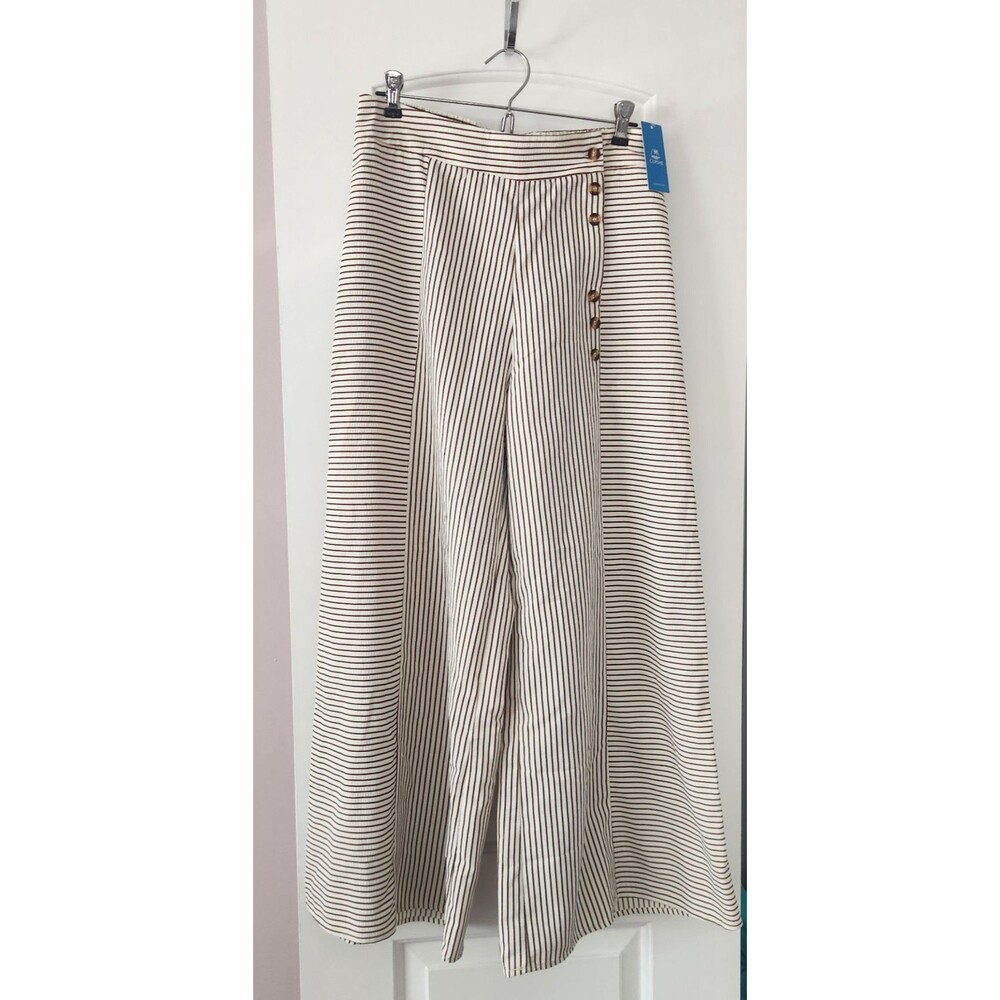 NWT Cupshe Striped Wide Leg Pants Casual Summer Spring Pull On Size Large - Picture 8 of 12